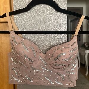 Windsor Sequin Embellished Bustier Crop Top – Size Small